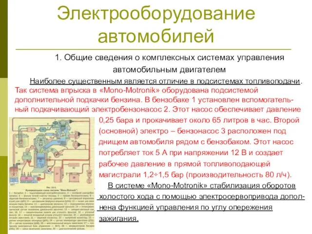 Электрооборудование автомобилей 1. Общие сведения о комплексных системах управления автомобильным