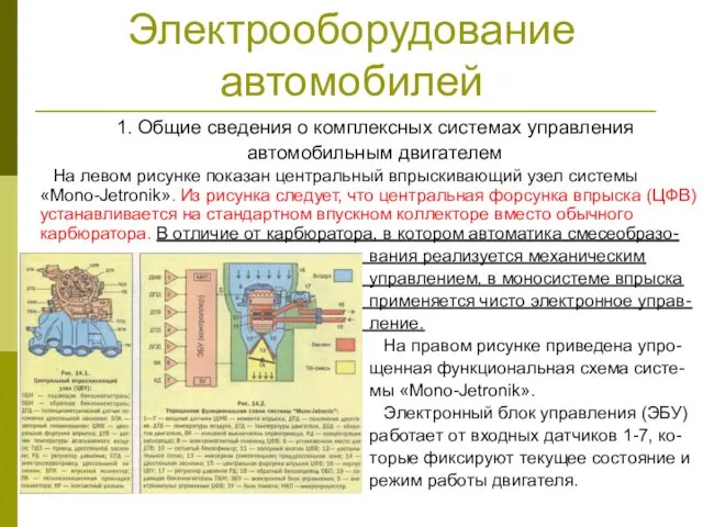 Электрооборудование автомобилей 1. Общие сведения о комплексных системах управления автомобильным