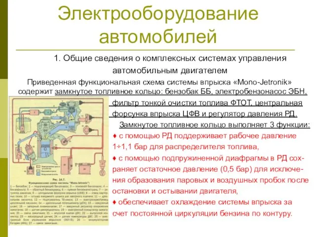 Электрооборудование автомобилей 1. Общие сведения о комплексных системах управления автомобильным