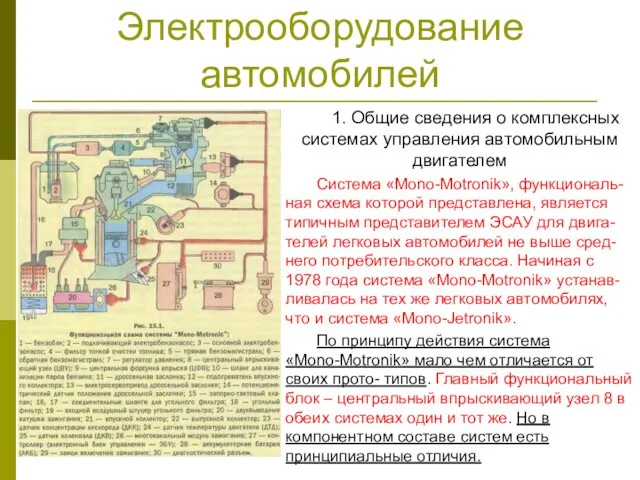 Электрооборудование автомобилей 1. Общие сведения о комплексных системах управления автомобильным