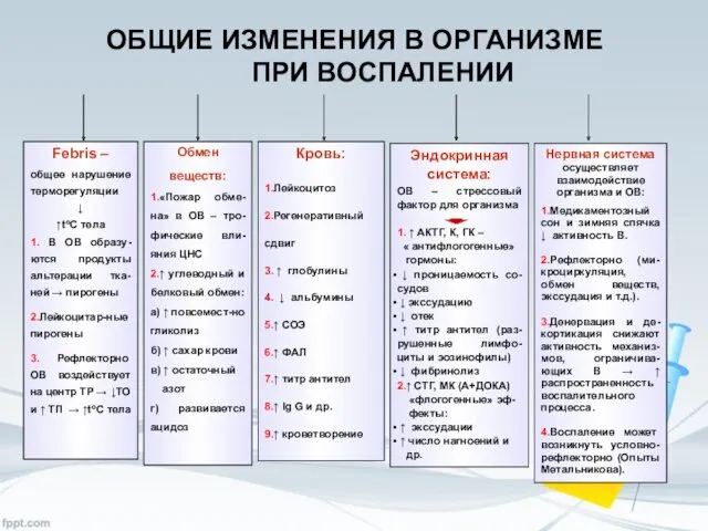 ОБЩИЕ ИЗМЕНЕНИЯ В ОРГАНИЗМЕ ПРИ ВОСПАЛЕНИИ