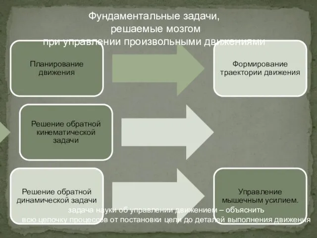 Планирование движения Формирование траектории движения Решение обратной кинематической задачи Решение