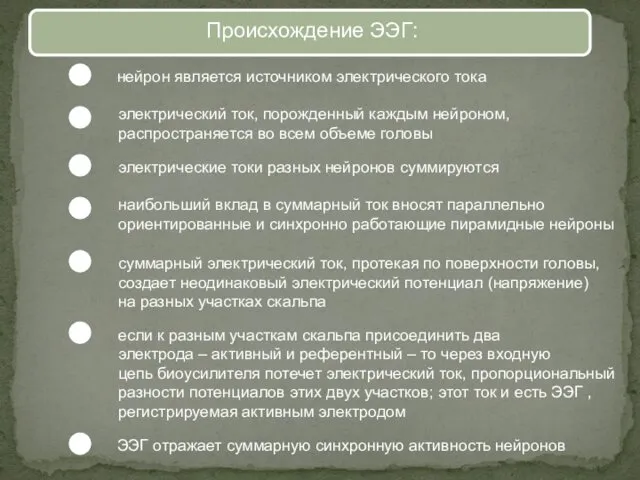 нейрон является источником электрического тока электрический ток, порожденный каждым нейроном,