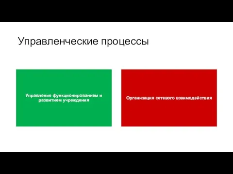 Управленческие процессы Управление функционированием и развитием учреждения Организация сетевого взаимодействия