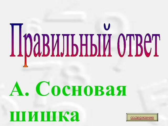 Правильный ответ А. Сосновая шишка содержание