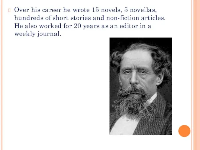 Over his career he wrote 15 novels, 5 novellas, hundreds of short stories