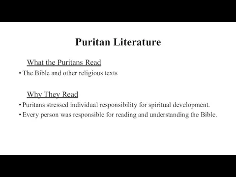 Puritan Literature What the Puritans Read The Bible and other