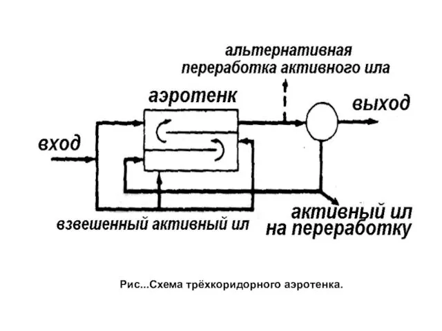 Рис...Схема трёхкоридорного аэротенка.