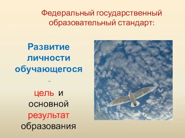 Федеральный государственный образовательный стандарт: Развитие личности обучающегося - цель и основной результат образования