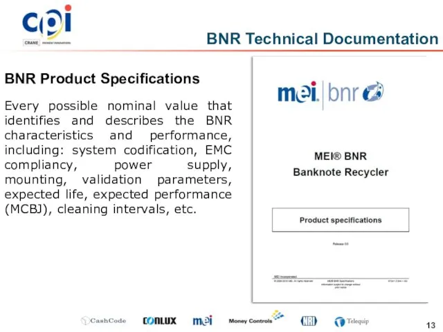 BNR Technical Documentation BNR Product Specifications Every possible nominal value that identifies and