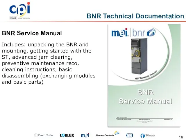 BNR Technical Documentation BNR Service Manual Includes: unpacking the BNR and mounting, getting