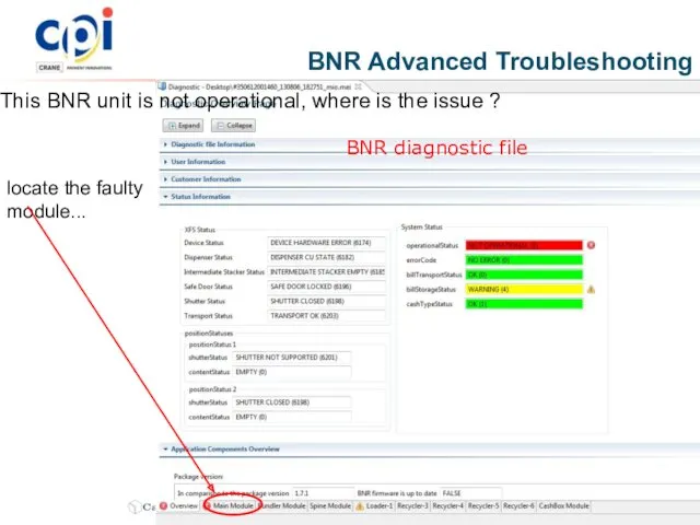 BNR Advanced Troubleshooting locate the faulty module... This BNR unit is not operational,