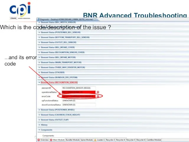 BNR Advanced Troubleshooting Which is the code/description of the issue ? ...and its error code