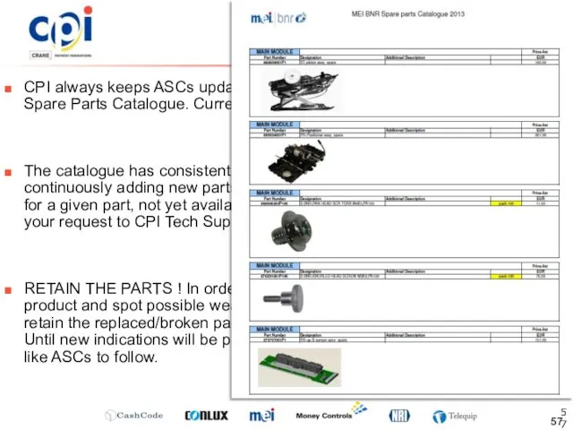 CPI always keeps ASCs updated by providing the latest available Spare Parts Catalogue.