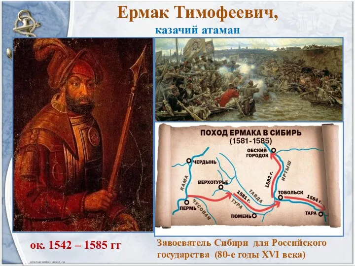 Ермак Тимофеевич, казачий атаман ок. 1542 – 1585 гг Завоеватель