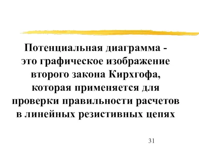 Потенциальная диаграмма - это графическое изображение второго закона Кирхгофа, которая