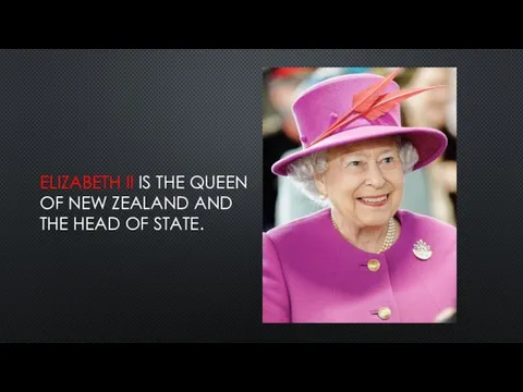 ELIZABETH II IS THE QUEEN OF NEW ZEALAND AND THE HEAD OF STATE.