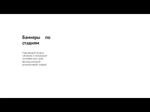 Баннеры по стадиям Под каждый запрос человека к поисковым системам есть свой баннер, который устанавливает стадию.