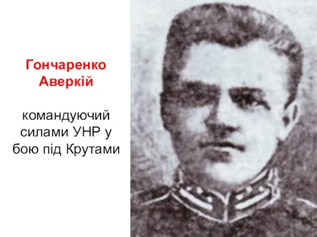 Гончаренко Аверкій командуючий силами УНР у бою під Крутами