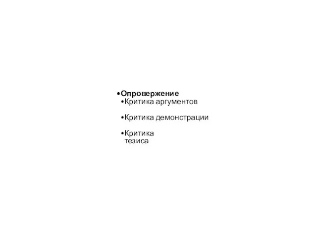 Опровержение Критика аргументов Критика демонстрации Критика тезиса