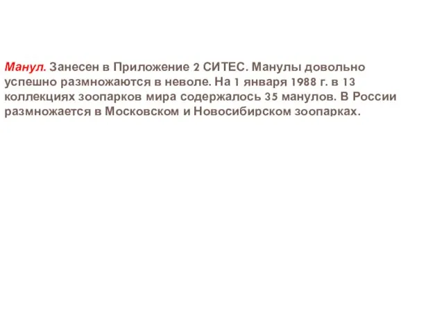 Манул. Занесен в Приложение 2 СИТЕС. Манулы довольно успешно размножаются в неволе. На