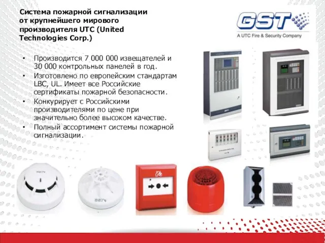 Система пожарной сигнализации от крупнейшего мирового производителя UTC (United Technologies