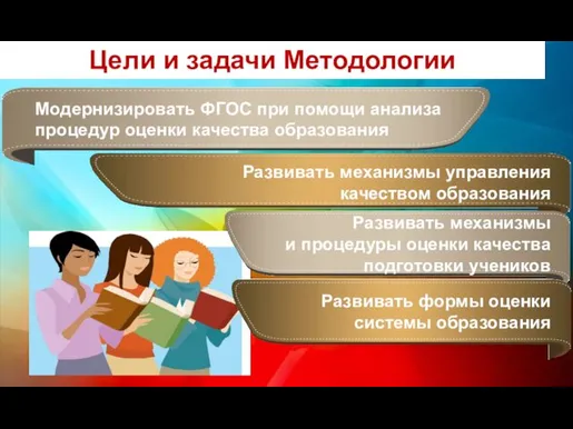 Развивать механизмы управления качеством образования Модернизировать ФГОС при помощи анализа