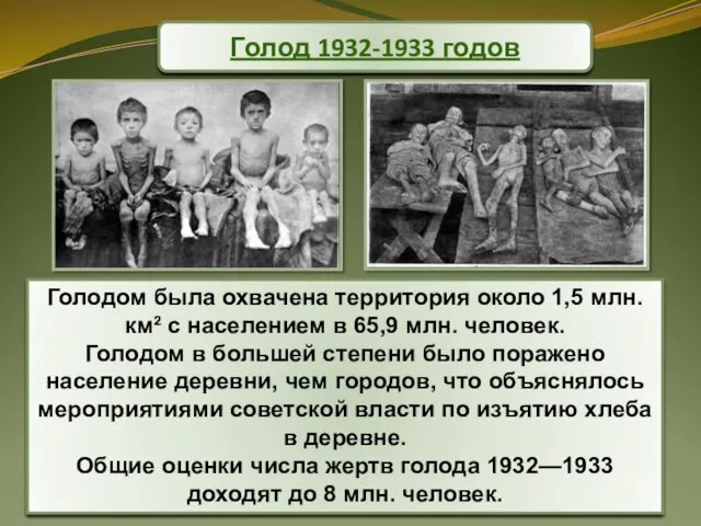 Голодом была охвачена территория около 1,5 млн. км² с населением