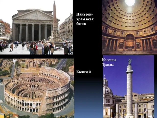 Пантеон- храм всех богов Колонна Траяна Колизей