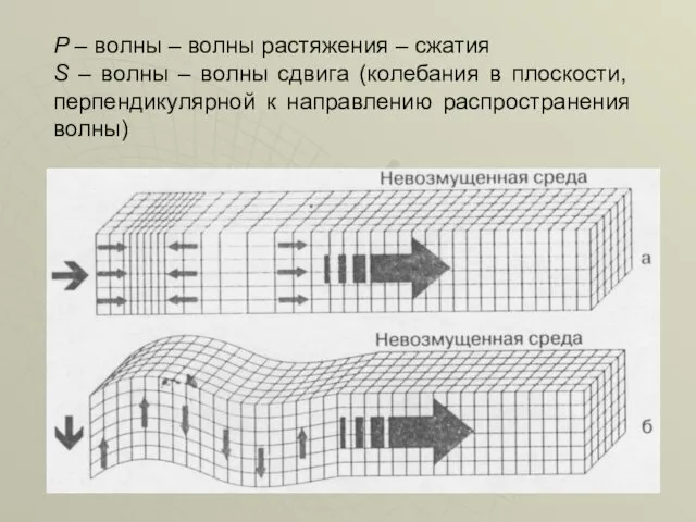 Р – волны – волны растяжения – сжатия S –