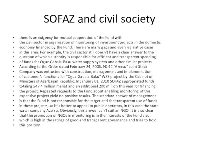 SOFAZ and civil society there is an exigency for mutual