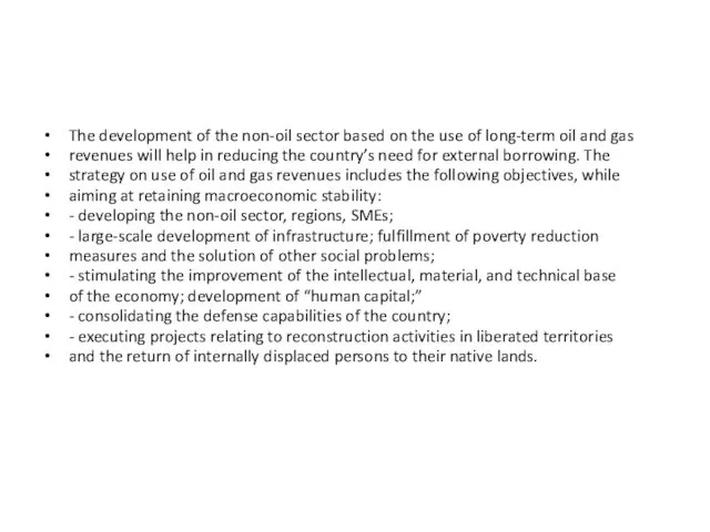 The development of the non-oil sector based on the use