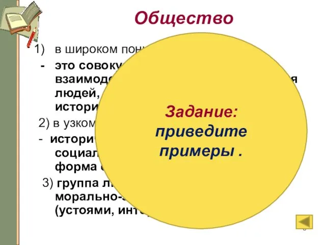 Общество в широком понимании слова: это совокупность всех видов взаимодействия и форм объединения