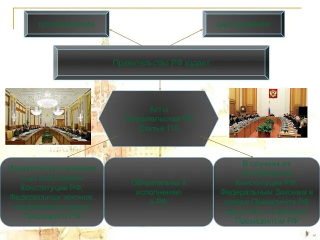 Правительство РФ издает постановления распоряжения Акты Правительства РФ Статья 115