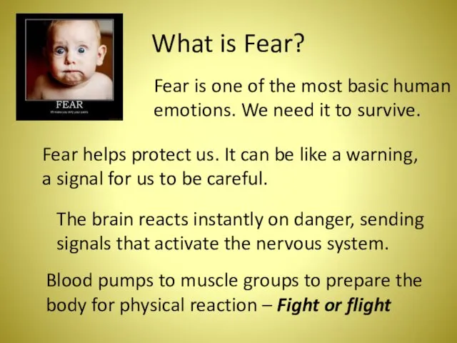 What is Fear? Fear is one of the most basic