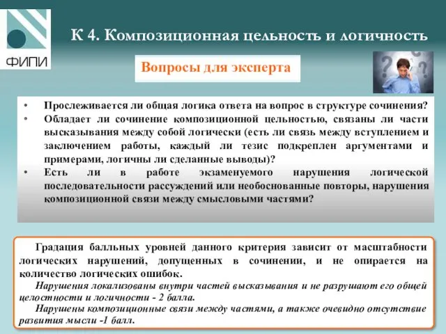 Вопросы для эксперта К 4. Композиционная цельность и логичность Градация