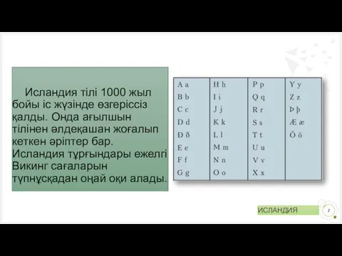 Исландия тілі 1000 жыл бойы іс жүзінде өзгеріссіз қалды. Онда