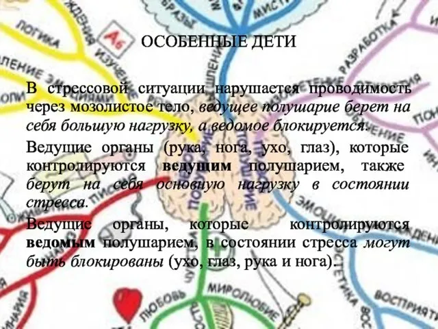 ОСОБЕННЫЕ ДЕТИ В стрессовой ситуации нарушается проводимость через мозолистое тело,