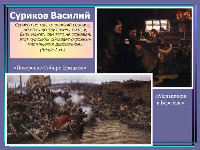 Суриков Василий "Суриков не только великий реалист, но по существу