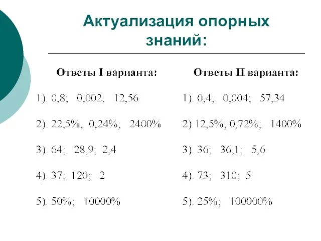 Актуализация опорных знаний: