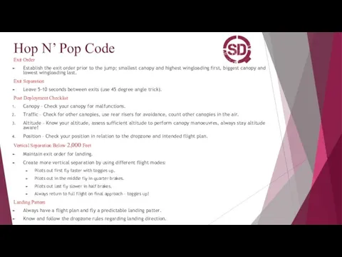 Hop N’ Pop Code Exit Order Establish the exit order