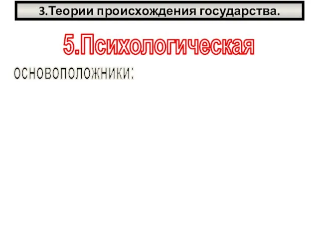 3.Теории происхождения государства. 5.Психологическая основоположники: -Г.Тард Л.Петражицкий Суть: ________ -люди