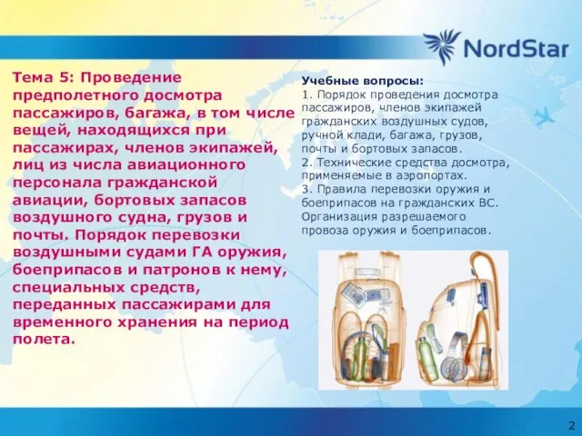 Тема 5: Проведение предполетного досмотра пассажиров, багажа, в том числе