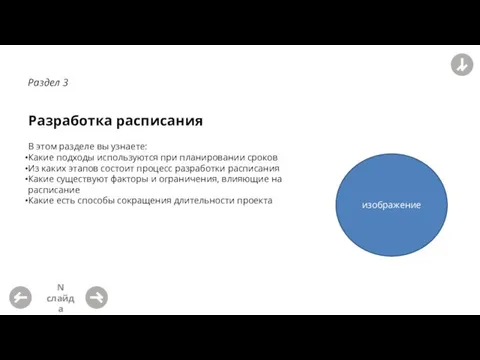 N слайда Раздел 3 Разработка расписания В этом разделе вы