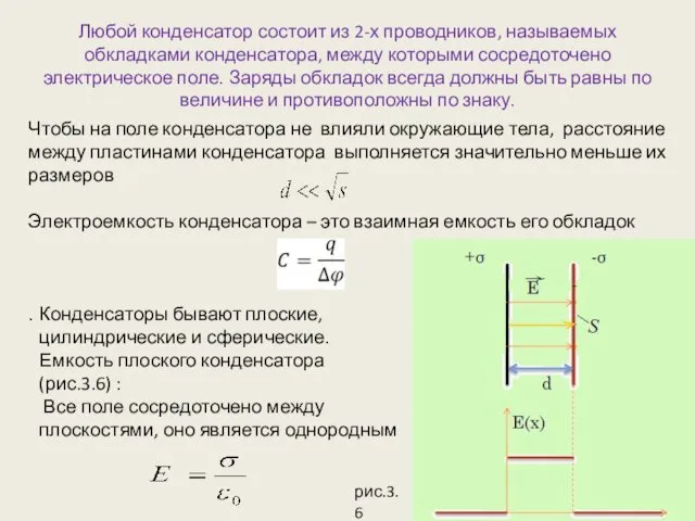 Любой конденсатор состоит из 2-х проводников, называемых обкладками конденсатора, между