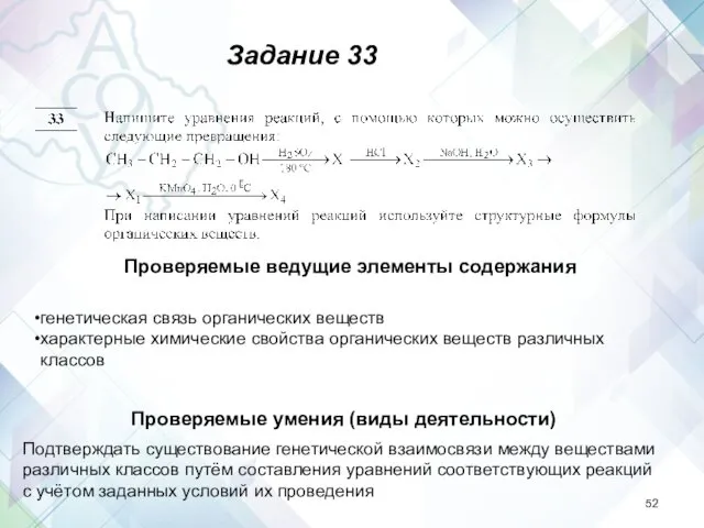 генетическая связь органических веществ характерные химические свойства органических веществ различных