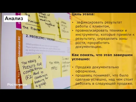 Цель этапа: зафиксировать результат работы с клиентом, проанализировать техники и