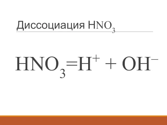 Диссоциация НNO3 НNO3=H+ + OH–