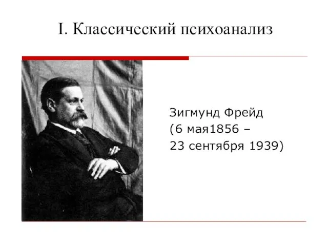 I. Классический психоанализ Зигмунд Фрейд (6 мая1856 – 23 сентября 1939)