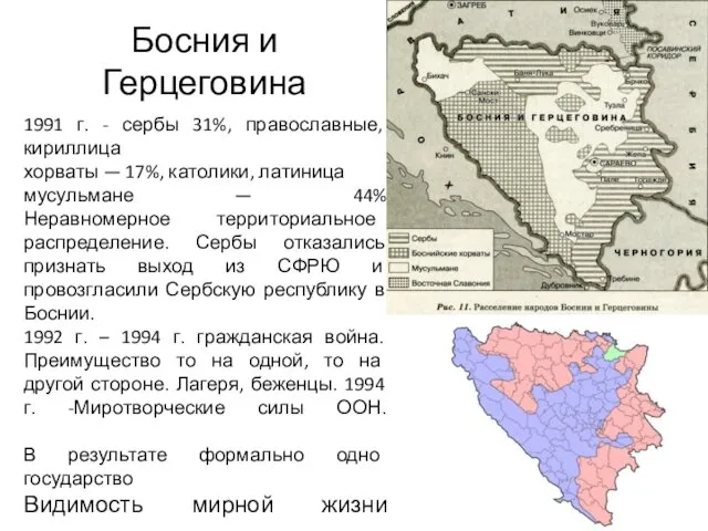 Босния и Герцеговина 1991 г. - сербы 31%, православные, кириллица